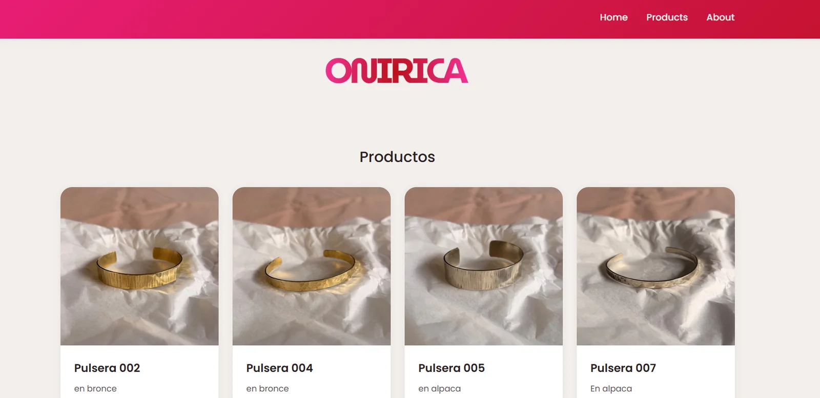Home con el logo y los primeros productos