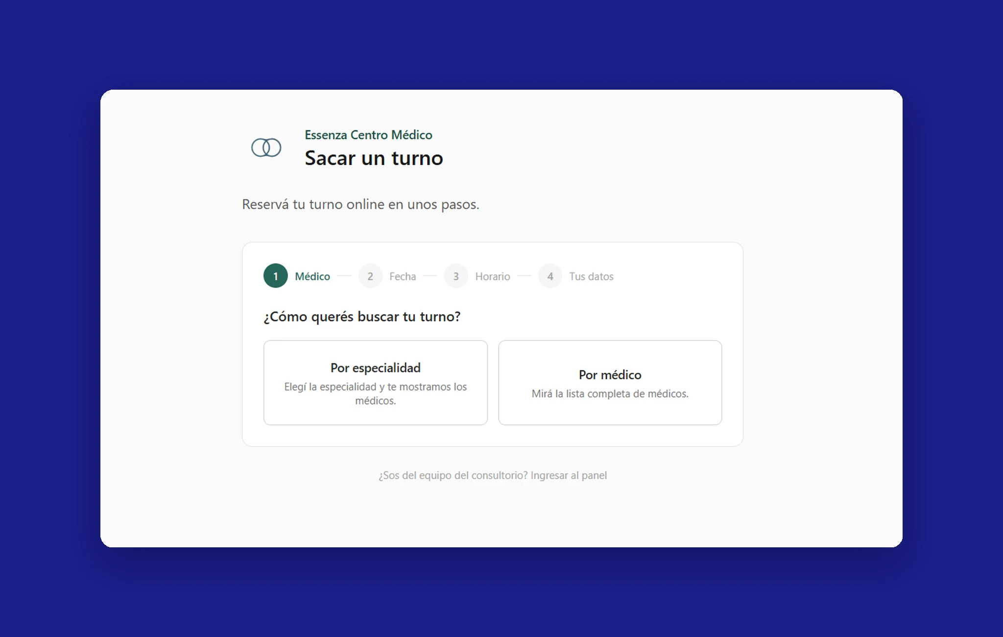 Portal de reserva de turnos: buscar por especialidad o por médico